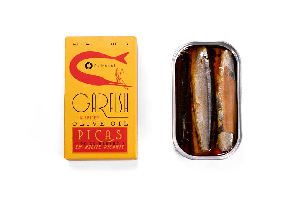 Ati Manel Canned Garfish in Spiced Olive Oil | 1 x 120g Tinned Fish | Canned in Olive Oil