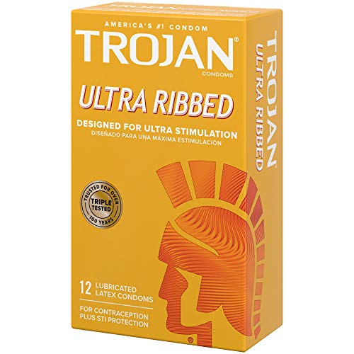 Image of TROJAN Ultra Ribbed Premium Lubricated Condoms, 12 Count (Pack of 2)