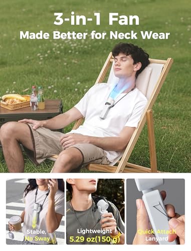 Image of Aecooly Ultra-Pocket Portable Handheld Turbo Fan, 5 Gear Jet Force Airflow, Up to 15 Working Hours, USB Rechargeable Personal Battery Operated Mini Fan, for Travel /Outdoor /Vacation /Concerts -White
