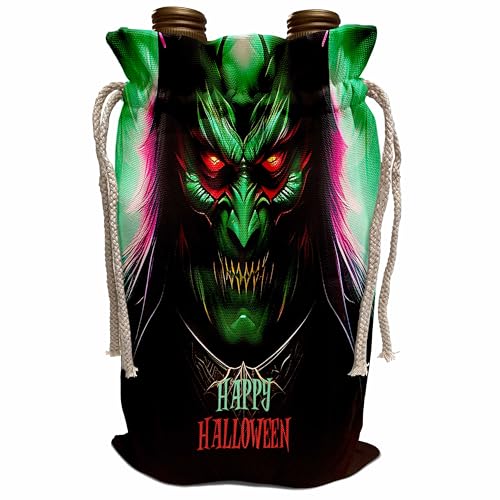 3dRose Spooky green monster face. Happy Halloween text. Funny gift ...