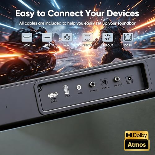 Image of GEOYEAO 2.1 CH Sound bar with Subwoofers, 100W Sound Bar for Smart TV, Dolby Atmos Surround Sound System, Adjustable Home Theater Bluetooth Speaker, for TV /Projector /PC