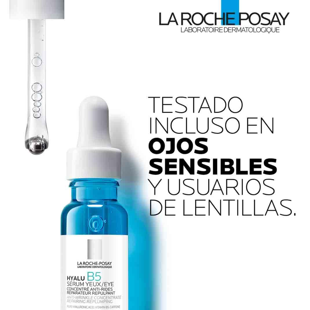 La Roche Posay Sérum de Ojos, Tratamiento Dermatológico Reparador y Rellenador, Apto para Pieles Sensibles, Fórmula con Ácido Hialurónico y Vitamina B5, Hyalu B5, 15 ml