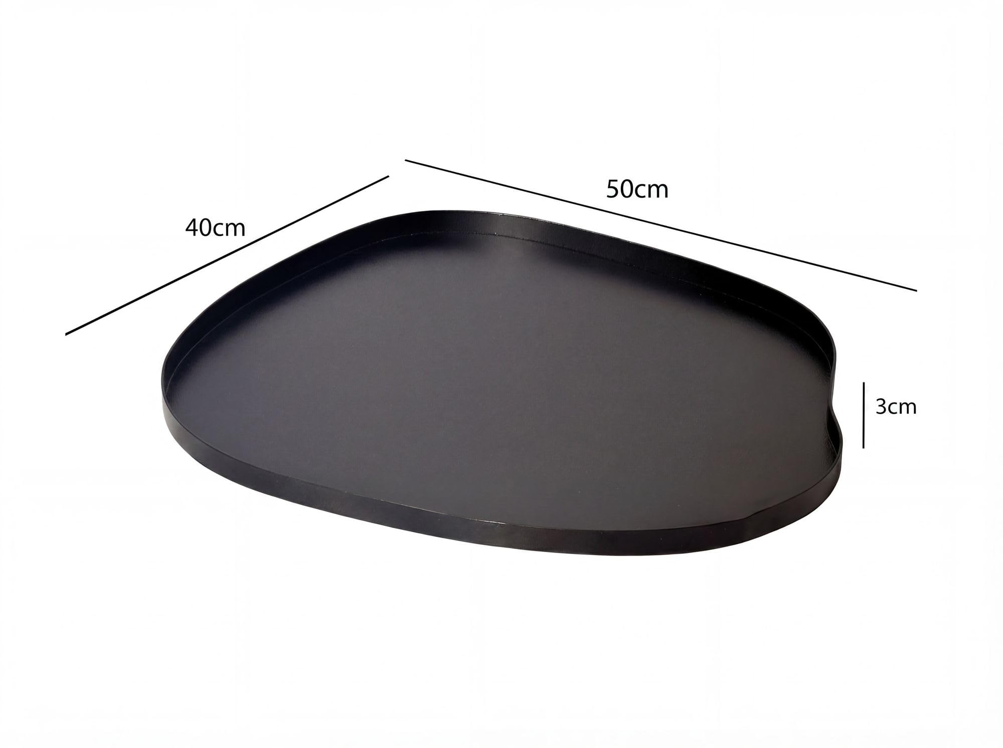 FineBuy Dekotablett 50x40x3 cm Metall Schwarz, Tablett Organisch
