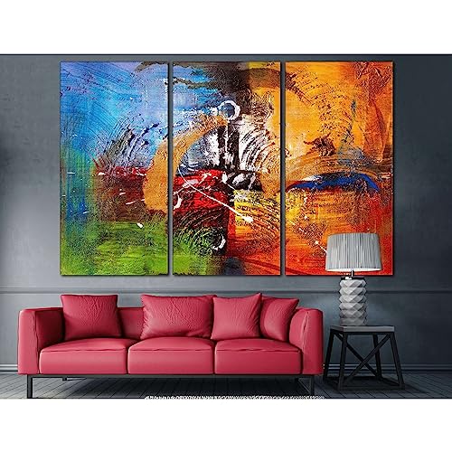 Pintura al óleo ZELLART 842: decoración de pared con lienzo tríptico de 90x60 cm listo para colgar