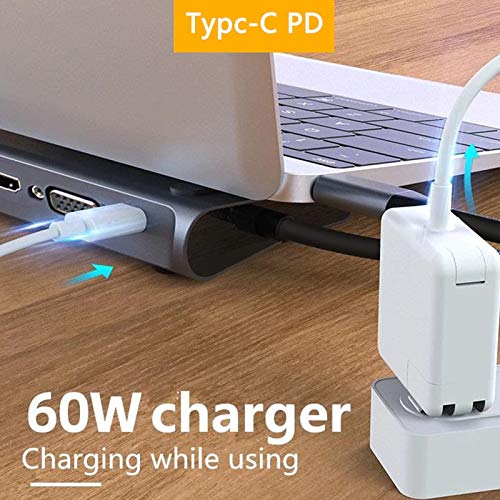 Image of Tobo USB C Hub 12-in-1 Docking Station with DisplayPort 4K, HDMI 4K, VGA, 3 Port USB 3, USB-C PD 100W, Audio 3.5mm, SD /TF Card Reader, Ethernet, For MacBook Pro, Air, iMac, Mac Mini, iPad all Thunderbolt 3(USB-C-12 IN 1) - TD-152TC