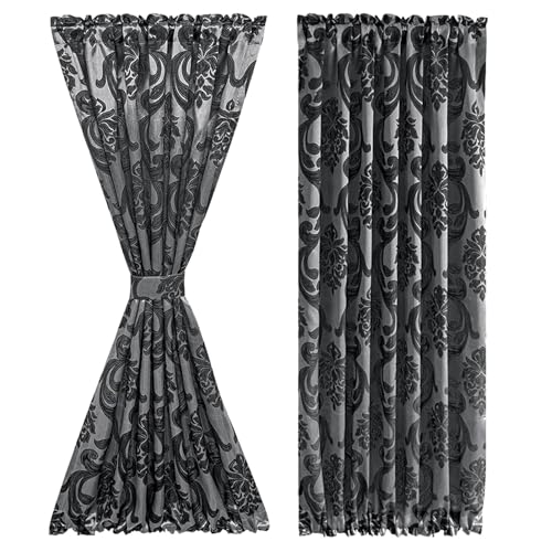 NAPEARL French Door Curtains, Premium Sidelight Curtains for Front Door, Side Door Window Curtains for Privacy Protect, Front Door Curtain with Tieback, 1 Panel (W52 X L72, Black)