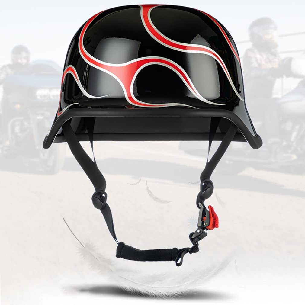 Halbschalenhelm Deutsche Halbhelm Motorradhelm ECE-Zertifiziert | Rollerhelm Jethelm Moped Helm Motorrad-Roller StraßEnmoped Halbhelm Unisex-Helm/GrößE:M~2XL