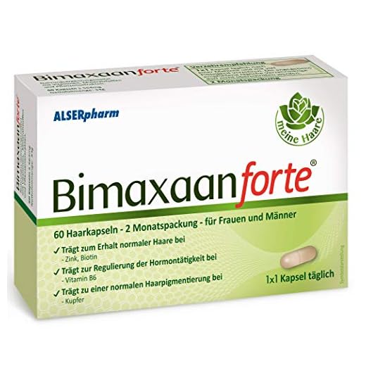 Bimaxaan forte hår-vitaminer 2 månaders förpackning för män och kvinnor! För att få normalt hår - speciellt recept med biotin, zink och B vitaminer. Med beta sitosterol. 60 tabletter - Alserpharm