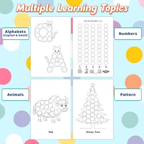 Image of 2000+ Dot Sticker Activity Book For 3+ Years Old Toddlers | Fun Sticker Set, Focus Builder, A to Z letters (Uppercase & Lowercase), Numbers 1-10 | Screen-Free Educational Activity For Kids