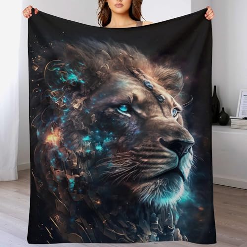 Couverture Flannel Lion Douce Couche Confortable Contre les Nuits Fraîches