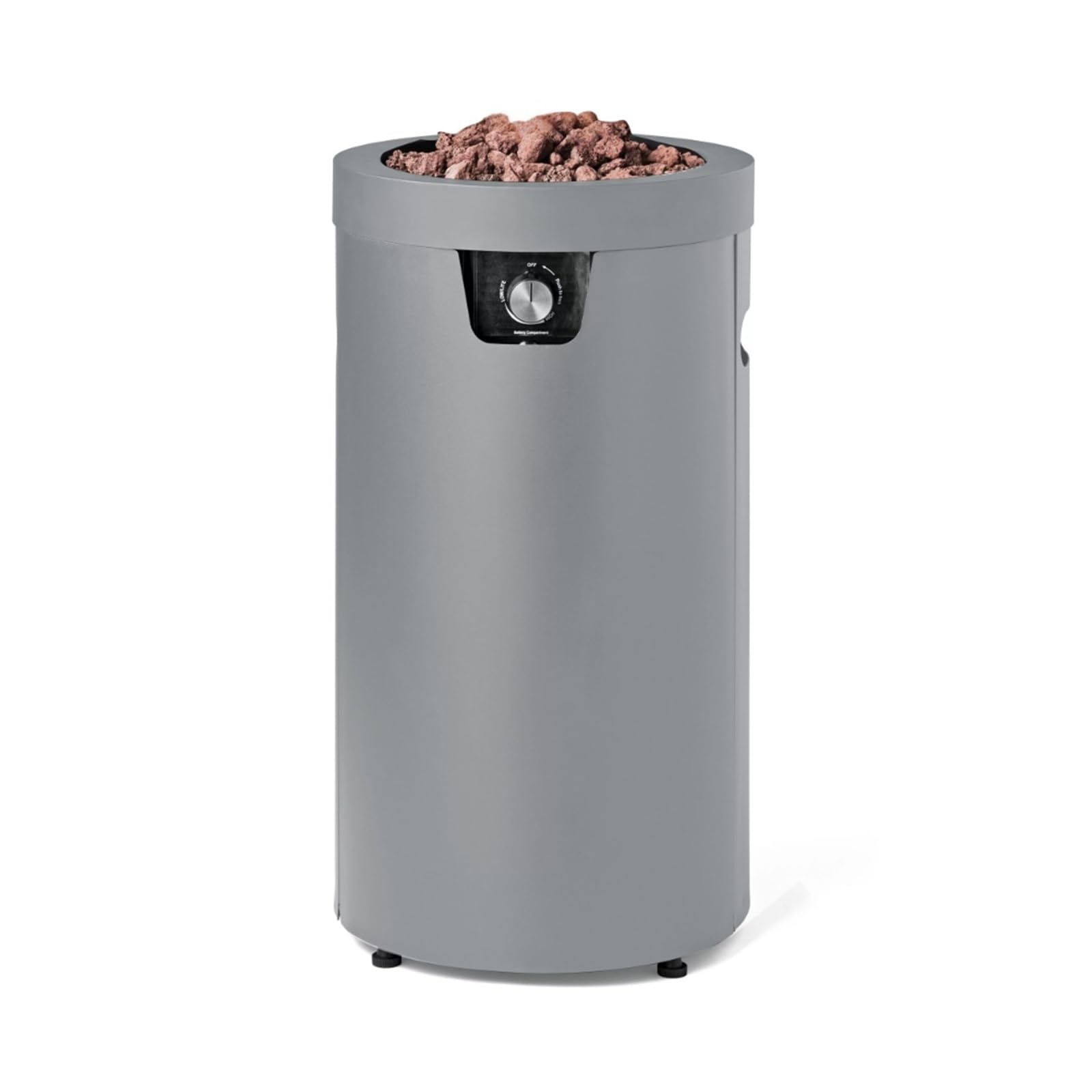 Fogata, Brasero Exterior de Gas propano con Columna 28 Pulgadas Alto, Acabado en Negro Mate para Patio, jardín