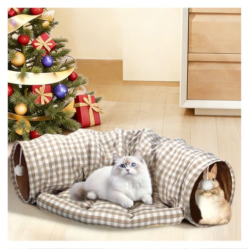 Spardar Katzentunnel, XXL 2- in- 1 Tunnel für Katzen, Waschbar, mit Herausnehmbarer Matte, Interaktives Spielzeug für Kaninchen, Chinchillas, Igel, Meerschweinchen und Katzen, Checkered
