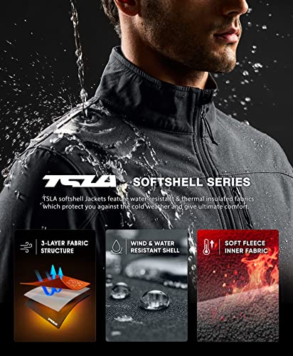 TSLA Men's Full-Zip Softshell Winter Jacket, Waterproof Fleece Lined Athletic Jacket, Outdoor Sport Windproof Jackets4