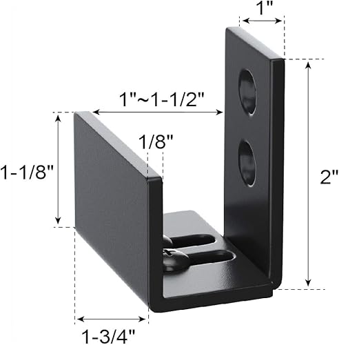 Miniatura 7 de WINSOON Paquete de 2 guías de suelo ajustables para puerta corrediza de granero, sistema de hardware inferior de montaje en pared para puertas de