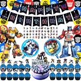 onsmo 104 Pcs Handsome Robot Birthday Decorations, Party Supplies Includes Happy Birthday Banner, Cake Topper, Cupcake Toppers, Balloons, Foil Balloons, Stickers.