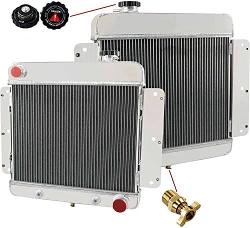 ColQuee CC255 3 Row Aluminum Radiator Compatible for 1962-1967 1963 1964 1965 1966 Chevy Nova II Inline 6 Cylinder V8 Conversion
