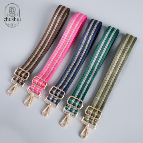 Image of chushui Herringbone Purse Strap Replacement Wide Adjustable Crossbody Strap with Metallic Thread,Woven Fashion Shoulder Bag Strap for Tote Handbag, Gold Silver Shimmer