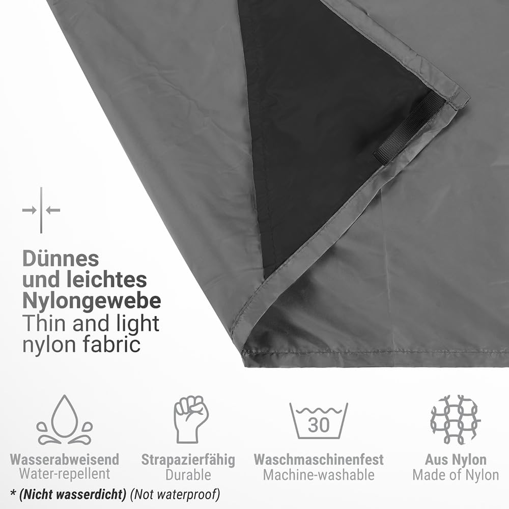 Siegvoll Picknickdecke 210 x 200 cm, mit praktischem Karabiner Ultraleicht ultradünne tragbare Stranddecke, Outdoor Decke für Strand, Picknick, Camping und Wandern (Grau)
