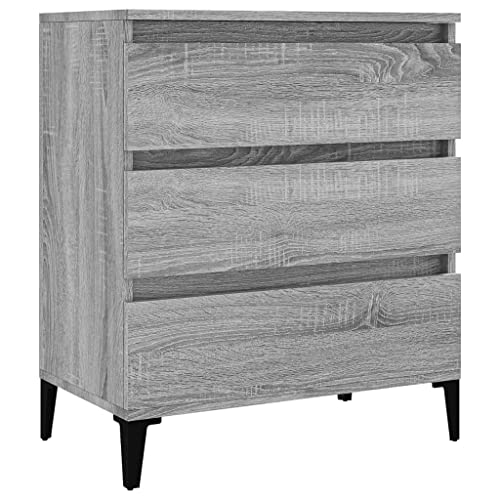 Aparador gris Sonoma con cajones y mueble auxiliar de madera de 60 cm 2