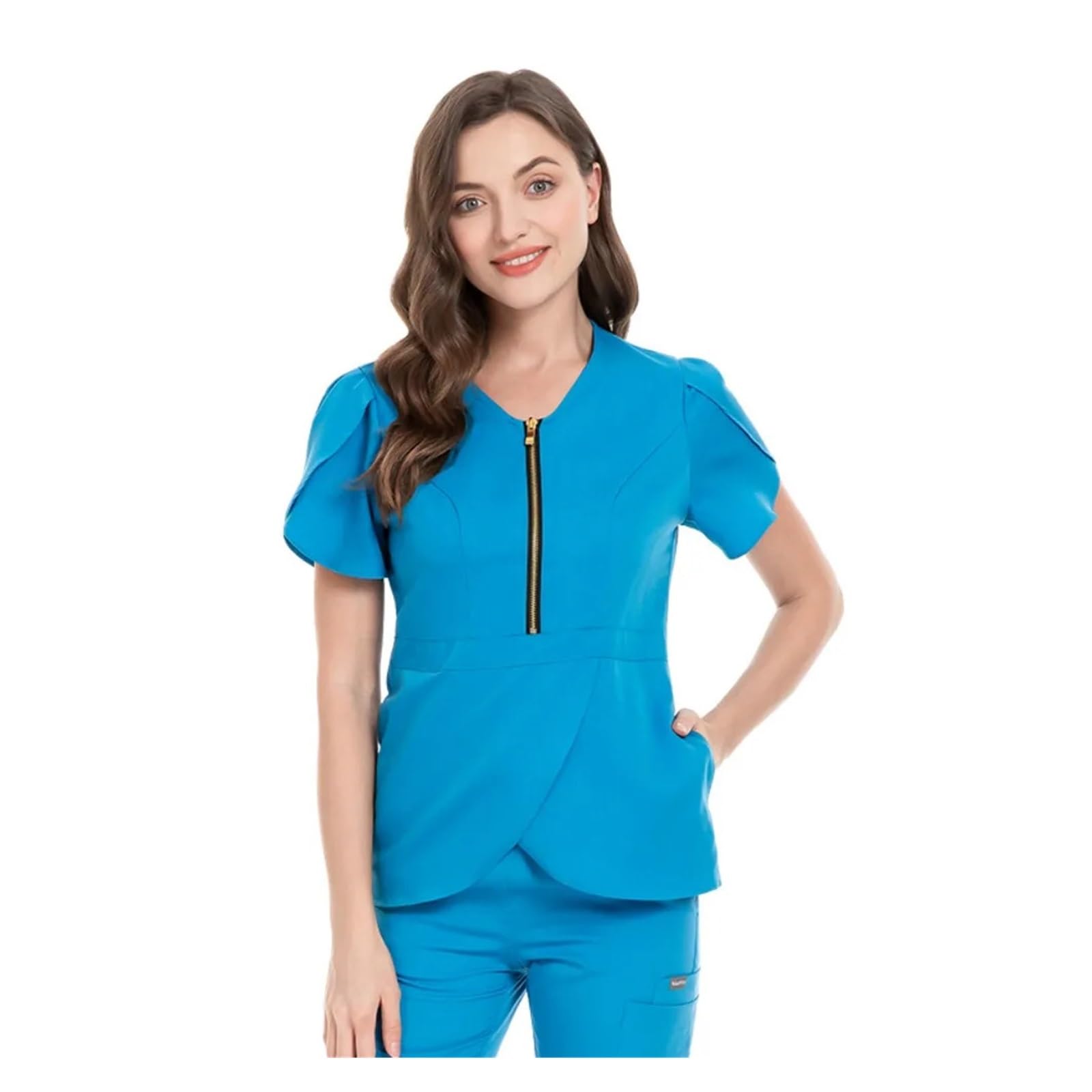 Krankenschwester Uniform Arzt-OP-Kittel-Anzug, schmal geschnittene Krankenschwester-Uniform for Damen, V-Ausschnitt, Handwaschkleidung, elastische professionelle Arbeitskleidung