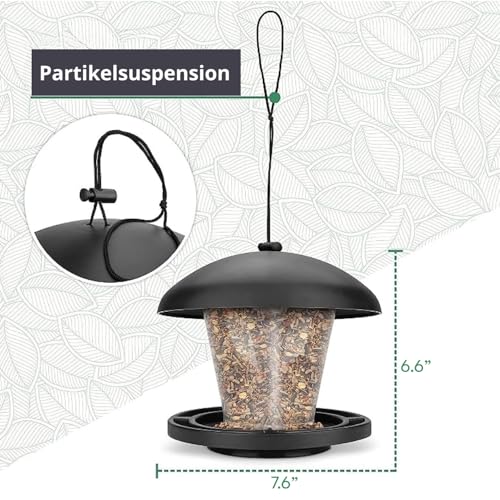I Vogelfutterspender zum Aufhängen - Schwarz, Vogelfutterstation für Wildvögel I Vogel Futterstation, Futterspender Vögel, Vogelfutterhaus, Vogelfutter, Bird Feeder – Bild 5