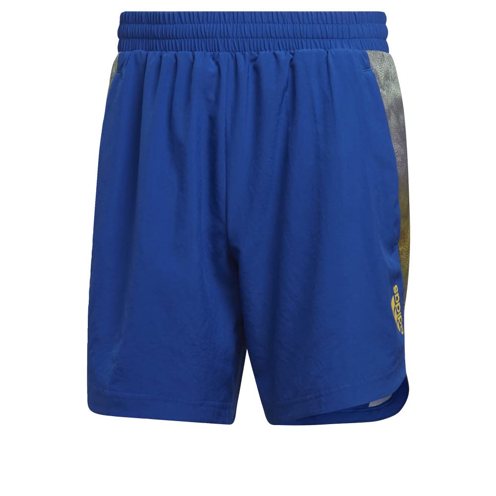 Adidas AEROREADY - Pantaloncini da Allenamento con Grafica a 4 movimenti ad Alta intensit, Team Royal Blu/Giallo Impatto, XL