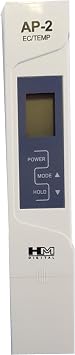 HM Digital AP-2 AquaPro Water Quality Electrical Conductivity Tester, 0-9999 S Range, 1 S Resolution, +/- 2% Readout Accuracy , Black