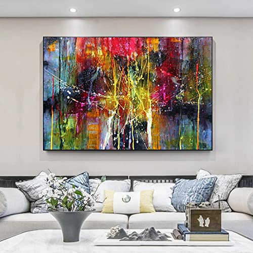 Affiche et impression art abstrait coloré pour tableau déco de salon 80x160 cm - 5