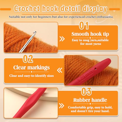 Image of SHWAKK Small Crochet Hook, 1.25 mm Lace Ergonomic Crochet Hook, Tiny Crochet Needles for Arthritic Hands, Knitting Needles with Soft Handle Beginners and Experienced Hobbyists (1.25 mm)