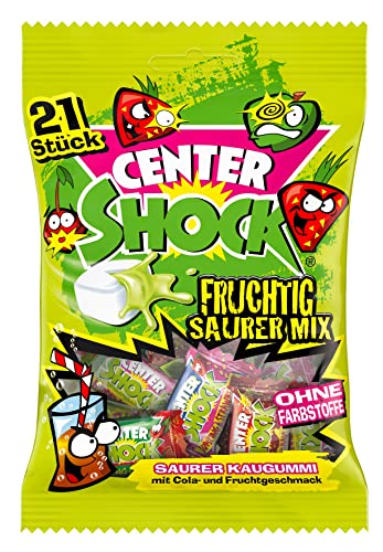 Center Shock Sour Mix, Packung mit 21 extra-sauren Kaugummis, verschiedenen Sorten mit Cola- & Frucht-Geschmack, perfekt für Geburtstag & Pinata, 90g