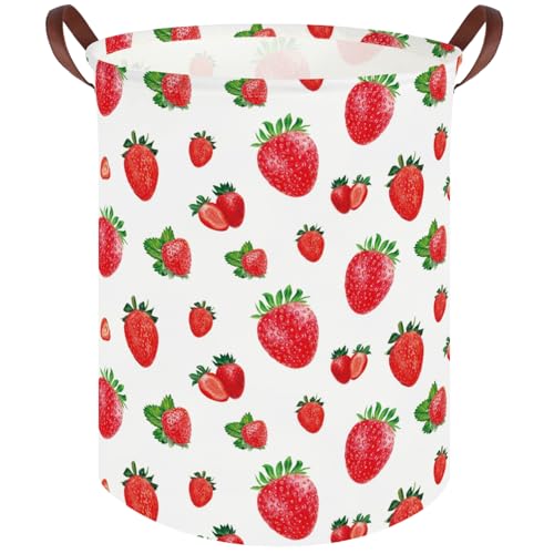 FXOCSHE Strawberry hamper,Baby Laundry Hamper kids laundry Basket,Waterproof foldable kids laundry basket,Toy Storage Bin,Strawberry Room Decor,Gift Baskets(Strawberries)