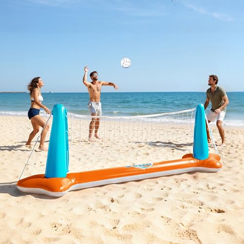 Image of JOYIN Pool Toys Games Set-Inflatable Pool Float Set Volleyball Net & Basketball Hoops, 2 in1 Floating Swimming Game Toy, Volleyball Swimming Pool Game for Kids and Adults, Backyard Beach Summer Toys