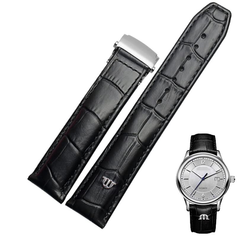 Bracelet montre cuir véritable 20 mm résistant avec boucle déployante agate - 5