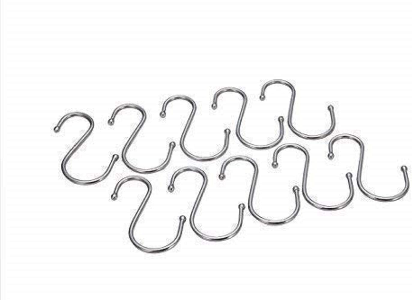 Round S Hooks - Kitchen Pot Racks Hook 10 Pack Set - Heavy Duty S Shaped Clothing Hangers - Fits Utensil Organizer Rack Hanger Bar - Outdoor Garage Home Storage Organization