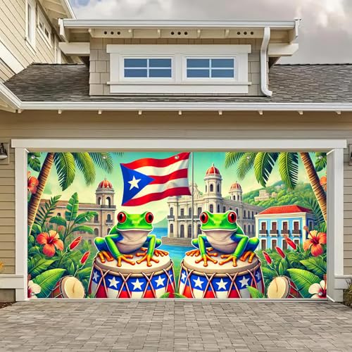HOMETITUTE Puerto Rico Garage Door Banner 13x6ft Puerto Rican Flag