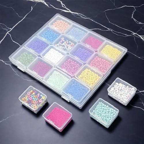 Image of Large Bead Storage Box - 48 Grids Clear Organizer, 3 Pack,Portable for Jewelry,Diamonds,Hardware,Craft Accessories Grid Plastic Box,Oil Painting Color Palette,Ring Earring Storage Box