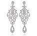 Large Pageant Austrian Crystal Rhinestone Chandelier Dangle Earrings Prom E2090 2 Colors Gold or Silver (Silver)