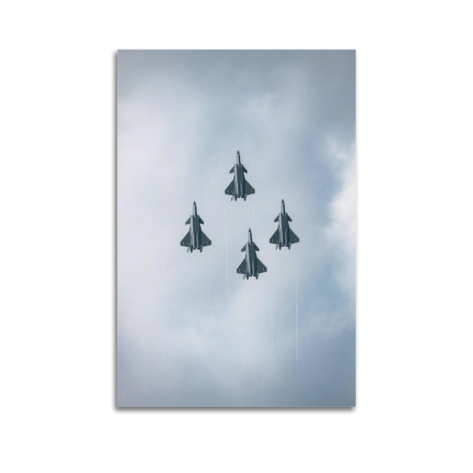 GTTHOK Military Fighter Aircraft Poster J-20 Mighty Dragon Fighter Jet Decorative Painting Canvas Art Picture 12x18inch(30x45cm)