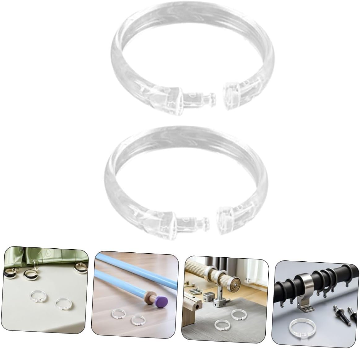 TEHAUX 60pcs Clear Plastic Shower Curtain Rings O-Shaped Hooks for Bathroom Rods Easy-Install Transparent Holders and Secure Shower Curtain Rings for Bathroom Decor