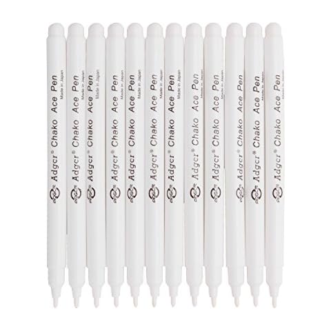 Clobeau Fabric Marker Pen, Water Soluble, Air Erasable, 12PCS White Marking Pen for Sewing Quilting Embroidery, Non-Toxic, Temporary Marking Cover