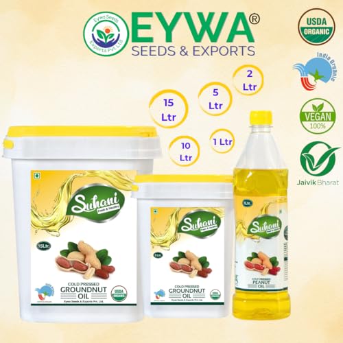 Image of Eywa Seeds & Exports Pvt Ltd Organic Groundnut Oil Peanut Oil (10 Liter) Cold Pressed /Wood Pressed Oil | Mumfali Kachi Ghani Ka Tel By (Suhani) Eywa