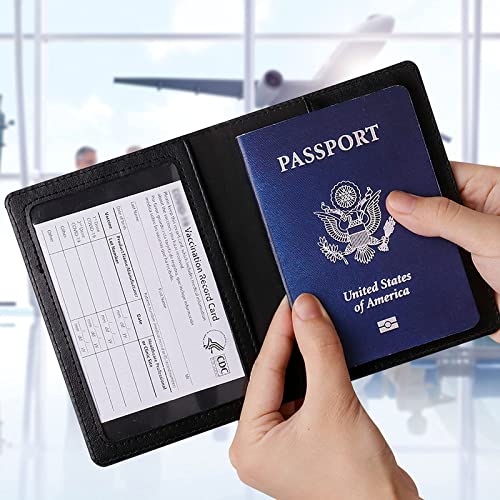 Image of TIGARI Passport Holder for Travel Women Men, Valentines Day Gifts PU Leather Wallet Cover Case Sleeve, Waterproof Protected Document Organizer, Vacation Plane Cruise Travel Essentials