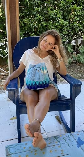 Original Wayuu Mochila Bag For Women, Colombian boho bags, Handmade With Big Nice-Looking Tassels (Medium, Blue Shades - Medium)2
