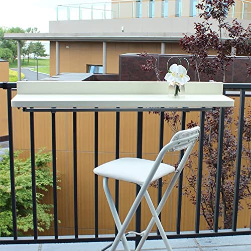 Table de balcon réglable et pliante en bois pour support de balustrade - 3