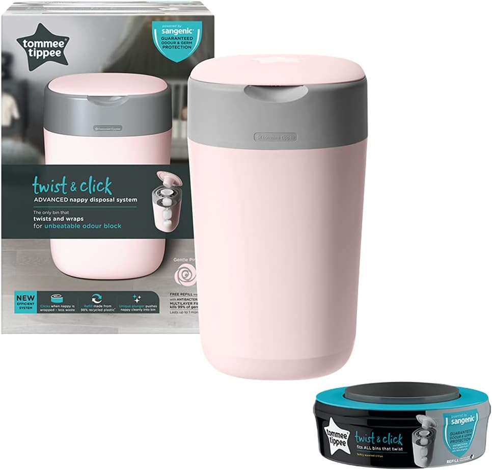 Tommee Tippee Twist & Click (Pink) With Free Sangenic Cassette 1Pk