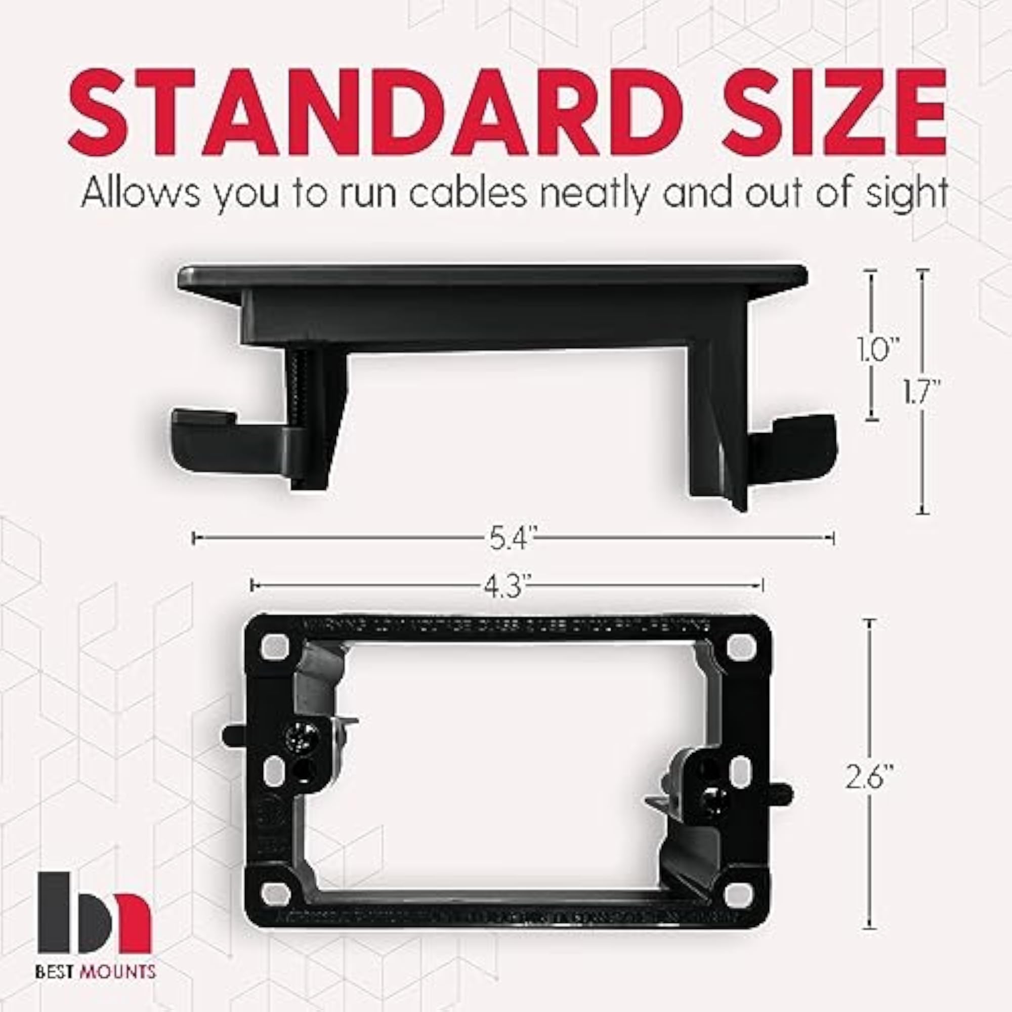BestMounts In Wall Cable Management 1-Gang Low Voltage Cable Plate