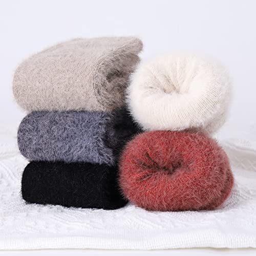 Image of SISOSOCK 5 Pairs Fuzzy Soft Cozy Comfortable Socks for Women, Casual Sleep Comfy Socks, Perfect Warm Winter Gifts for Women