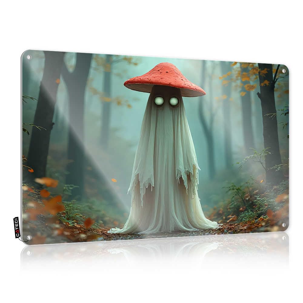 Fzfn Men's Colour Ghostly Mushroom In The Misty Forest Cottage Accessories - Matal Sign Waterproof Hanging Wall Decor(30X40cm)