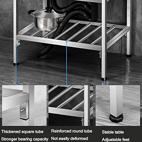 Freestanding Utility Sink,Kitchen Sink Free Standing Stainless Steel Single Bowl Utility Sink Laundry Sink, Portable handwashing Station,with Storage Shelve(Onecolor-54x40x76cm