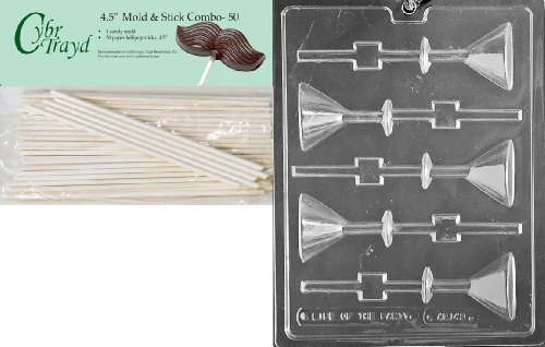 Cybrtrayd 45St50-AO143 Martini Glass Lolly All Occasions Chocolate Candy Mold with 50 4.5-Inch